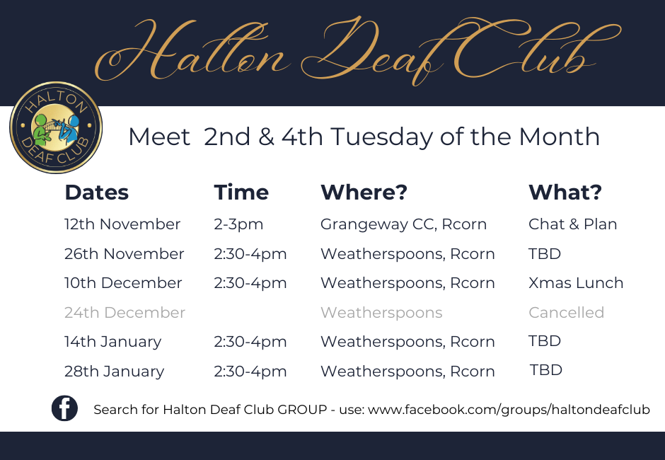 Halton deaf club time table