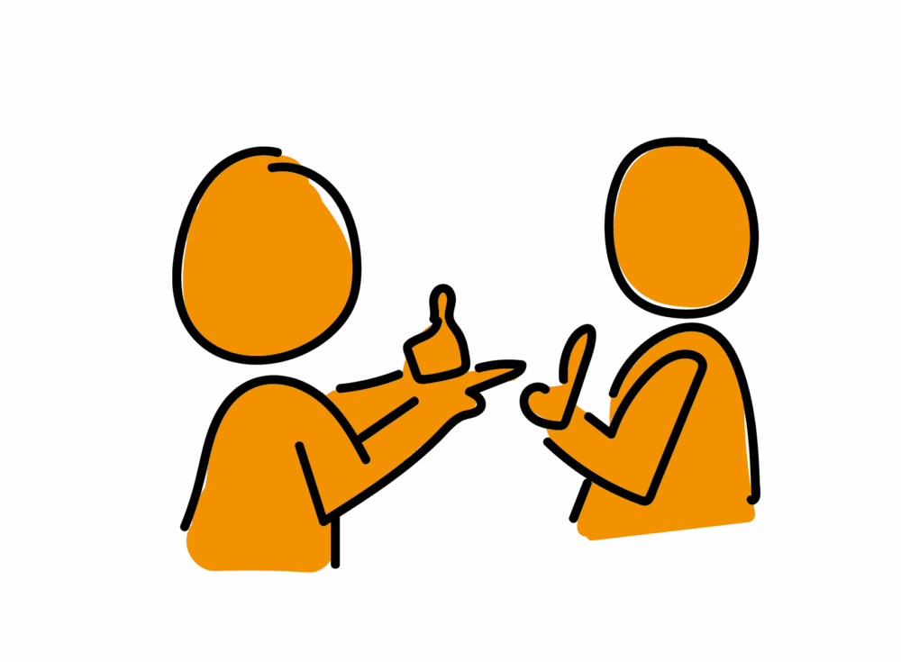 Image of cartoon people signing BSL