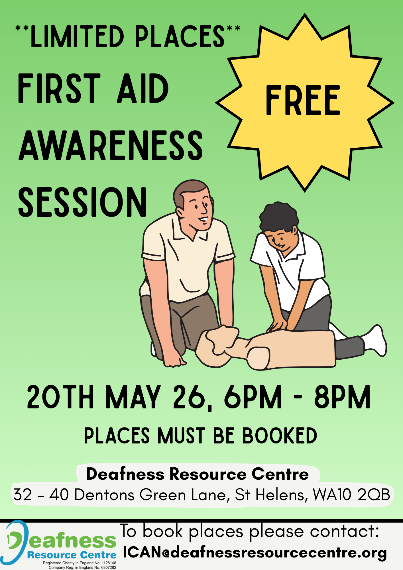 First Aid awareness - limited places must book